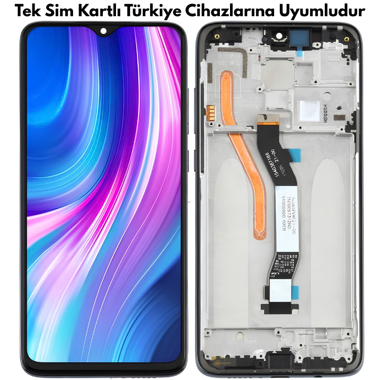 Xiaomi Redmi Note 8 Pro Çıtalı HK Orjinal Lcd Dokunmatik Ekran Siyah