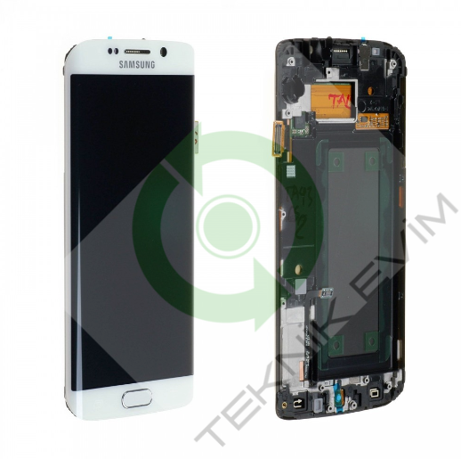 Samsung Galaxy S6 Edge SM-G925F Çıtalı Lcd Ekran Dokunmatik Beyaz