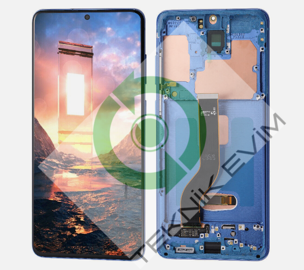 Samsung Galaxy S20 Plus SM-G985F G986F Çıtalı Lcd Ekran Dokunmatik Mavi