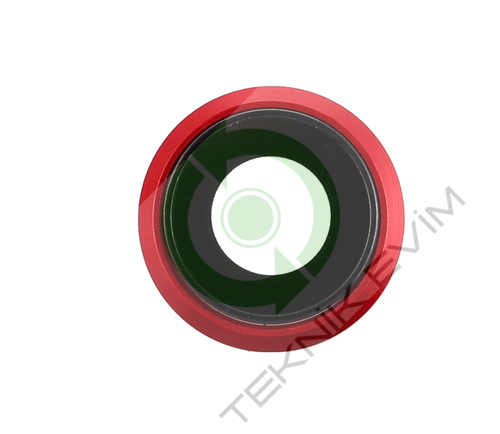 Apple İphone 8 Çıtalı Arka Kamera Camı Lensi Kırmızı