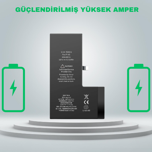 Iphone XS Güçlendirilmiş Yüksek Amper Batarya  Pil