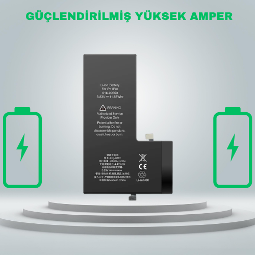 Iphone 11 Pro Güçlendirilmiş Yüksek Amper Batarya  Pil