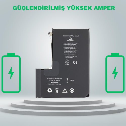 Iphone 12 Pro Max Güçlendirilmiş Yüksek Amper Batarya Pil