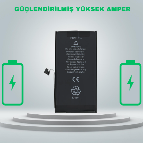 Iphone 13 Güçlendirilmiş Yüksek Amper Batarya Pil