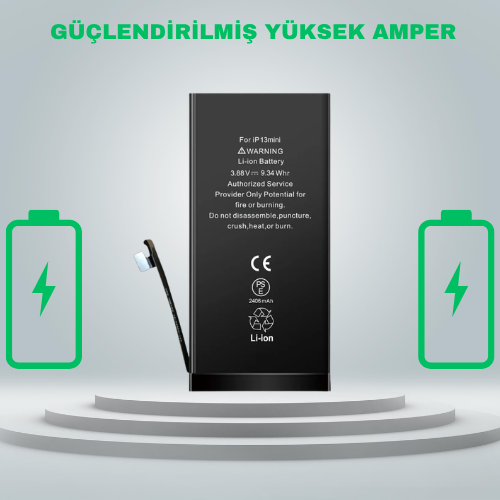Iphone 13 Mini Güçlendirilmiş Yüksek Amper Batarya Pil
