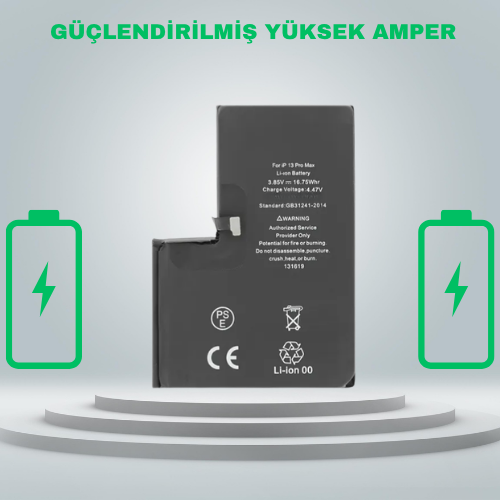 Iphone 13 Pro Max Güçlendirilmiş Yüksek Amper Batarya Pil