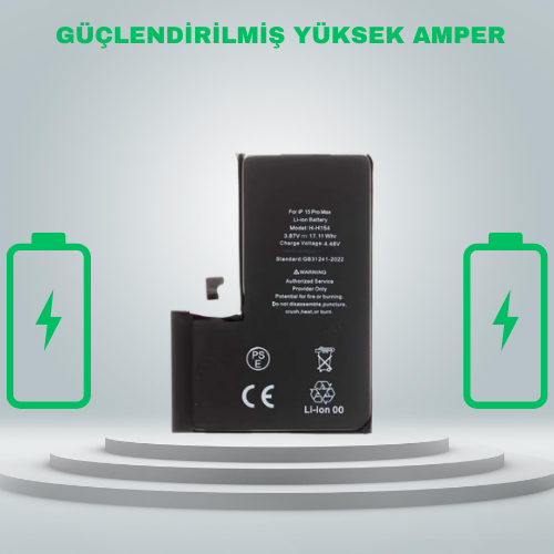 Iphone 15 Pro Max Güçlendirilmiş Yüksek Amper Batarya Pil